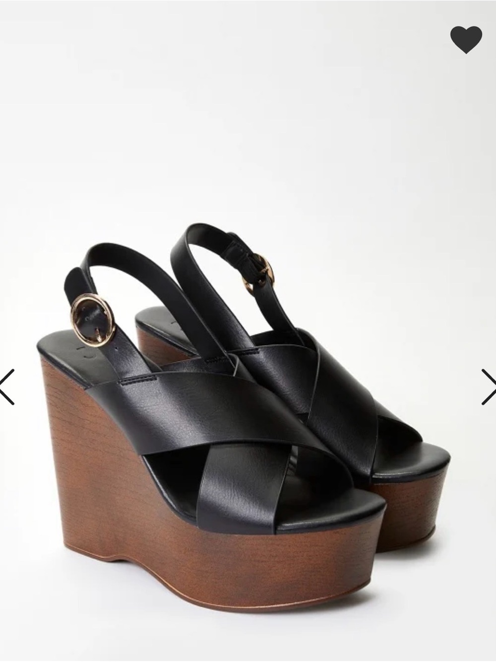 Black Leather Crisscross Platform Wedge Sandals with Buckle